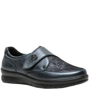 G Comfort P-8261 Womens Blue Metallic Extra Wide Velcro Shoes