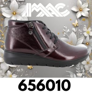 Imac Ladies Burgundy Patent  Laced  Ankle Boot 656010