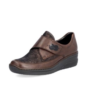 Rieker 487C0-25 Ladies  Brown Velcro Comfort Shoes