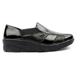 Softmode  EEE Wide Fit Joy Slip On Shoe  Black Patent