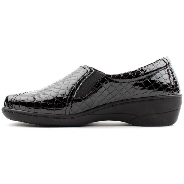 Softmode Emily 2E Slip On Leather Shoe Black Croc - Image 3