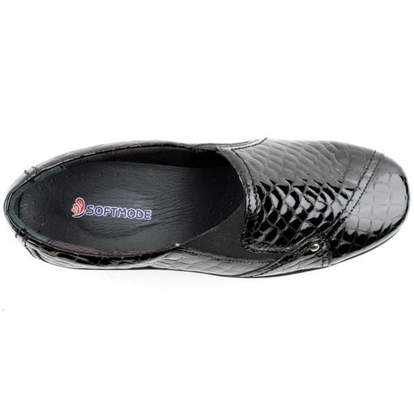 Softmode Emily 2E Slip On Leather Shoe Black Croc - Image 5