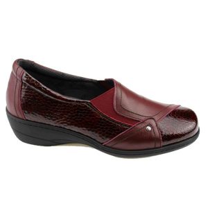 Softmode Emily  Ladies Slip On Shoe  EE Wide Bordeaux Wine Patent