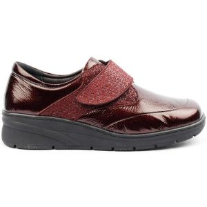 Softmode Farah Ladies  Burgundy Leather 3E Wide Leather Velcro Shoe