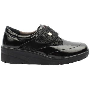 Softmode Farah Ladies  Black Leather 3E Wide Leather Velcro Shoe