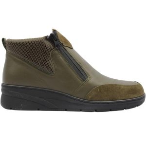 Softmode Felix  Ladies Green Leather  3E double Zip  Ankle Boot