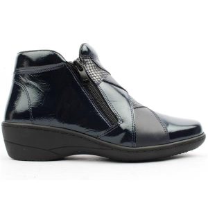 Softmode Black  Clara Double Zip Ladies  Leather Ankle Boot