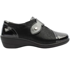 Softmode Zabrina  Ladies  Velcro EE Fit  Black Shoe