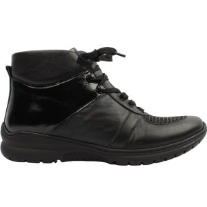 Softmode Diana Laced  Leather  Ankle Boot  Black 3E Wide