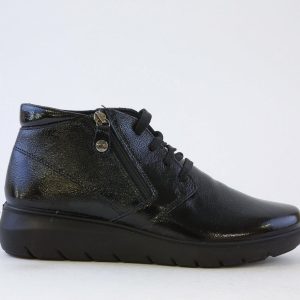 IMAC  656010 Ladies  LACED (ZIP) Ankle  BOOT BLACK PATENT