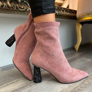 Kate Appleby Burnsley Ladies Rosewood  Dress Boot With Round Glitter Heel-Rosewood