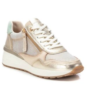 Carmela Gold Leather Laced  Trainer 162268