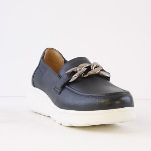 G Comfort S-2722L Navy  Ladies Slip On Leather Loafer