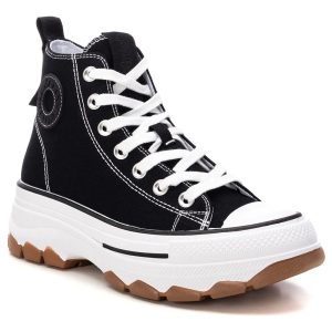 Refresh 172476 Black  Ladies Laced Canvas Ankle Boot