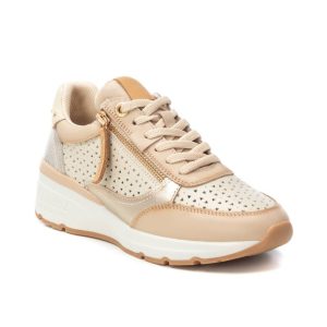 Carmela 162281 Ladies Beige Leather Trainer