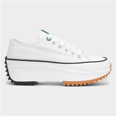 Heavenly Feet Strata White Ladies Laced Platform Canvas Shoe - Image 3