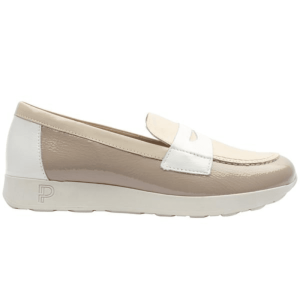 Pitillos 10420 Ladies Slip on Shoe In Cream and White