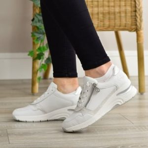 Rieker N9301-80 Ladies White Leather Laced Trainer