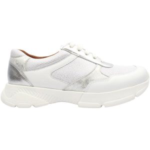 Softmode Softstride 6596-21  Ladies Laced 3E Wide Trainer in White with Silver Detail