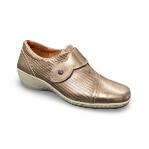Softmode Zabrina Ladies 2E Wide Fitting Velcro Gold Leather  Shoe 6187-19