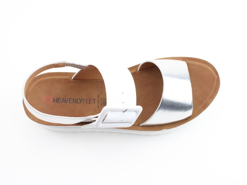 Heavenly Feet Pistachio Womens White Silver Wedge Strap Sandal - Image 5