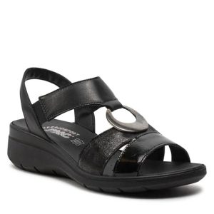 Imac 557380 Ladies Black Leather Comfort Sandal