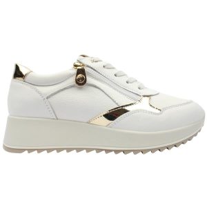 Imac 756880  White Gold Ladies Leather Laced Trainer