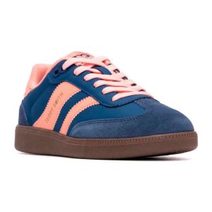 Teddy Smith 120204 Navy with Coral Detail Ladies Leather Trainer