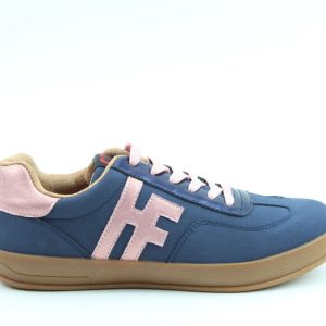 HEAVENLY FEET   MADISON LACED FASHION TRAINER Navy with Pink Trim