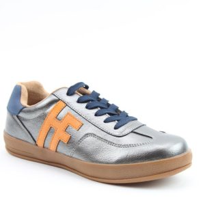 HEAVENLY FEET   MADISON LACED FASHION TRAINER Pewter Navy Orange