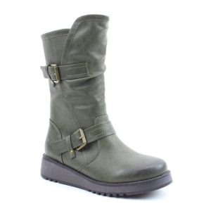 Heavenly Feet  Hannah Vegan Mid Calf Boot Khaki