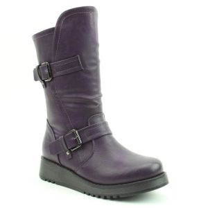 Heavenly Feet  Hannah Vegan Mid Calf Boots Purple