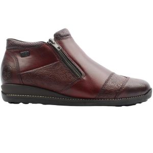 Rieker 44281-35 Ladies Wine Leather Ankle Boot