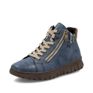 Rieker N1305-14 Ladies Blue Double Zip Ankle Boot