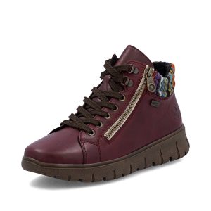 Rieker N1305-35 Ladies Laced Burgundy Ankle Boot