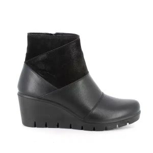 Imac 855600 Ladies Black Leather Wedge Ankle Boot