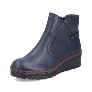 Rieker X9164-14 Ladies Navy Wedge Ankle Boot