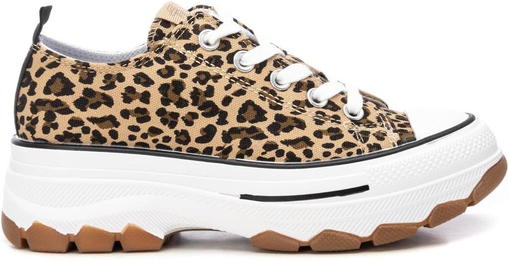 Refresh 172477 Womens Leopard Print Laced Chunky Canvas Shoe - Image 3