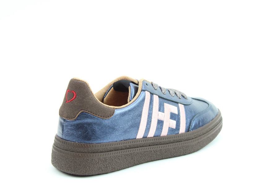 Heavenly Feet Steffi Ladies Laced Navy Chocolate Pink Retro Trainer - Image 7