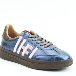 Heavenly Feet Steffi Ladies Laced Navy Chocolate Pink Retro Trainer