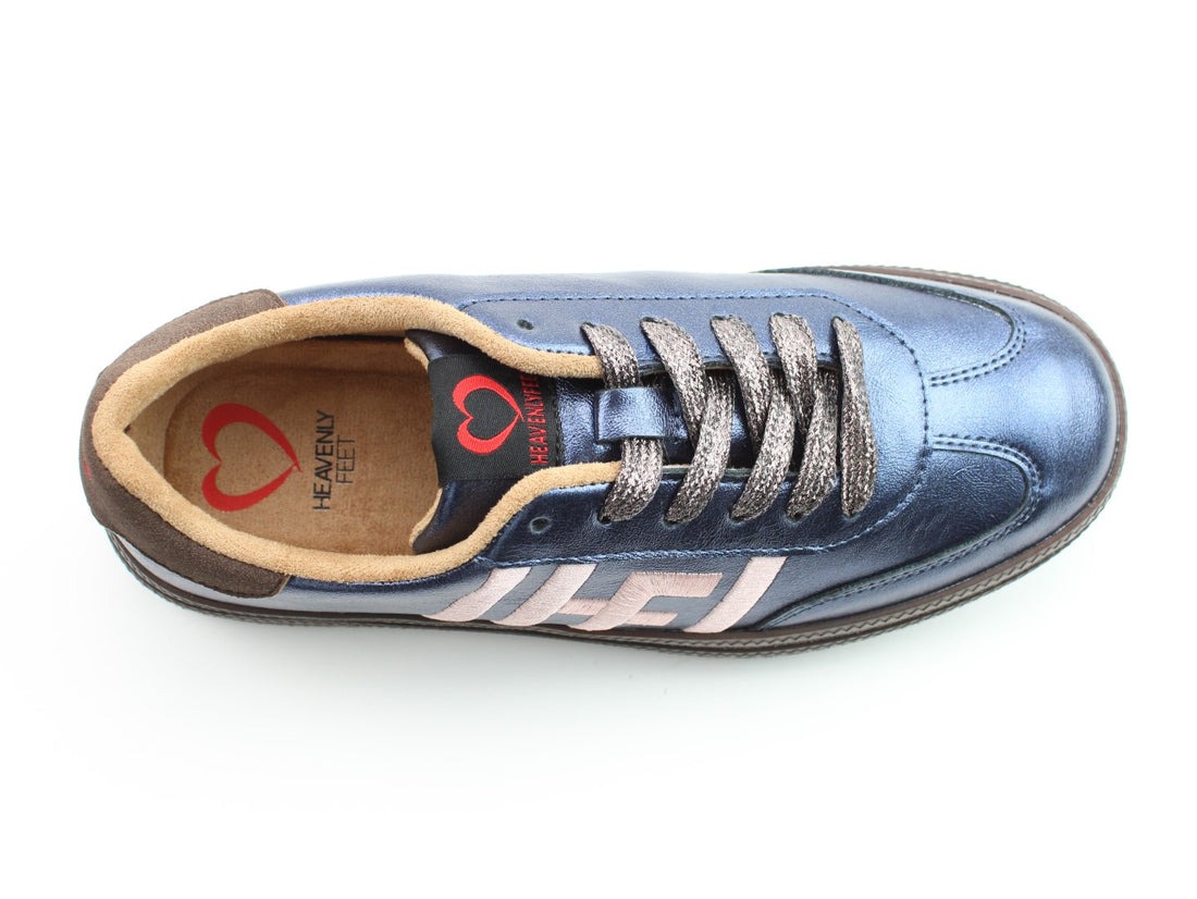 Heavenly Feet Steffi Ladies Laced Navy Chocolate Pink Retro Trainer - Image 6