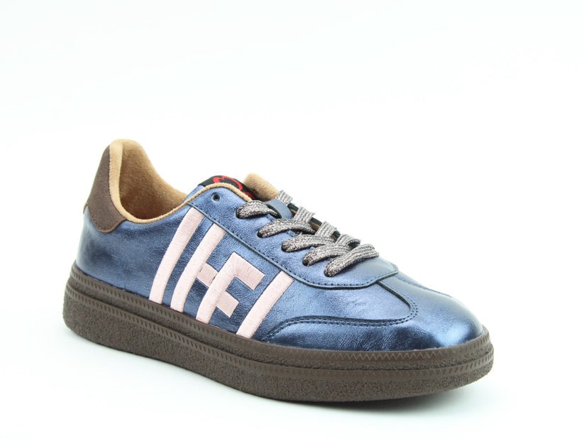 Heavenly Feet Steffi Ladies Laced Navy Chocolate Pink Retro Trainer