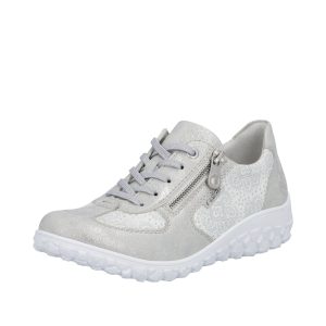Rieker 59501-90 Ladies Silver Laced Trainer
