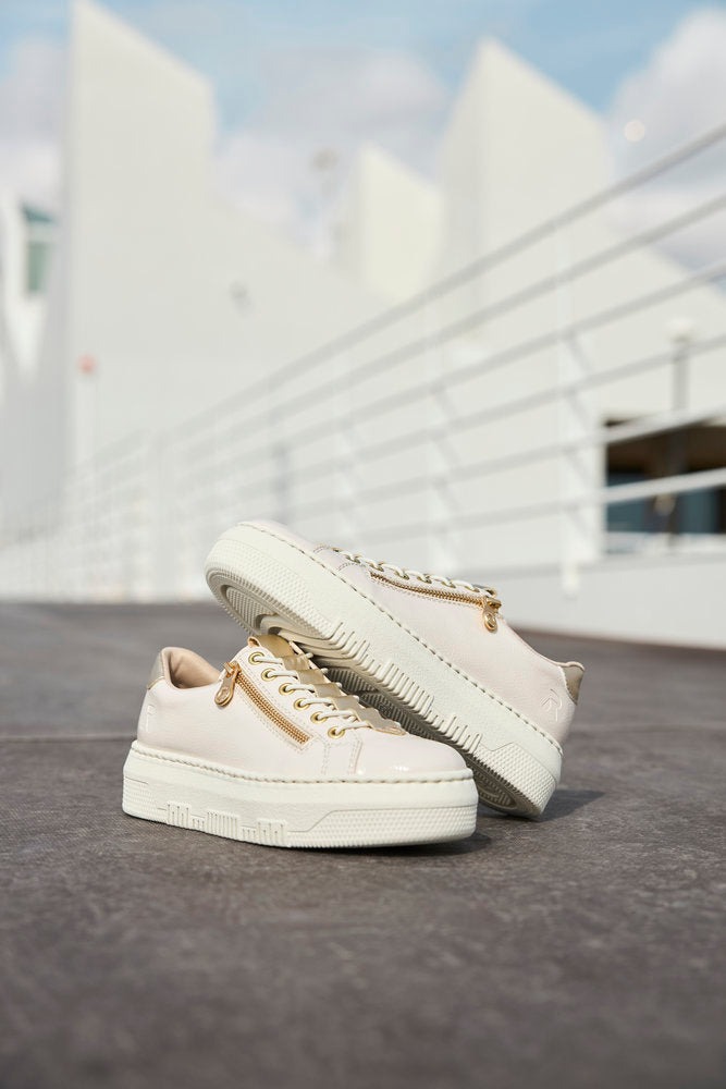 Rieker M1953-80 Ladies Cream Lced Trainer - Image 3