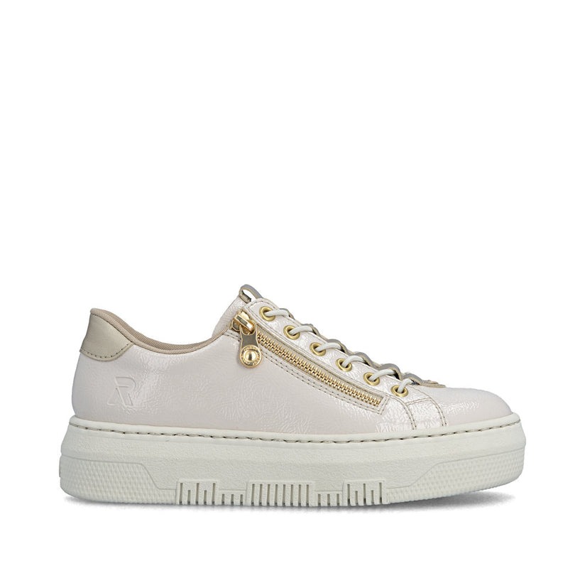 Rieker M1953-80 Ladies Cream Lced Trainer - Image 5