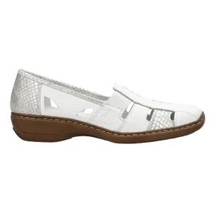 Rieker 41385-80 Womens White Slip On Shoe