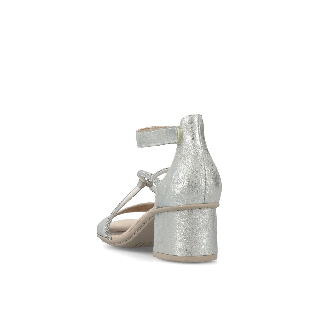 Rieker 64654-40 Womens Silver Block Heel Dressey Sandal - Image 3