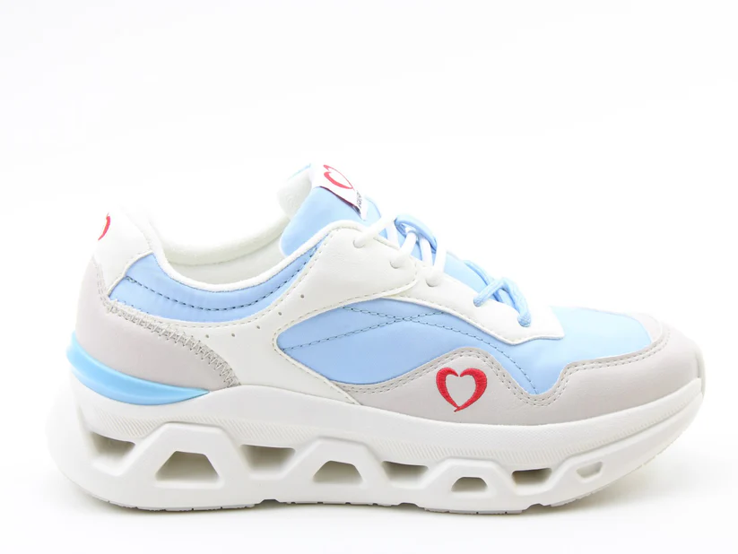 Heavenly Feet Josey Womens Water Resistant Trainer in White Blue