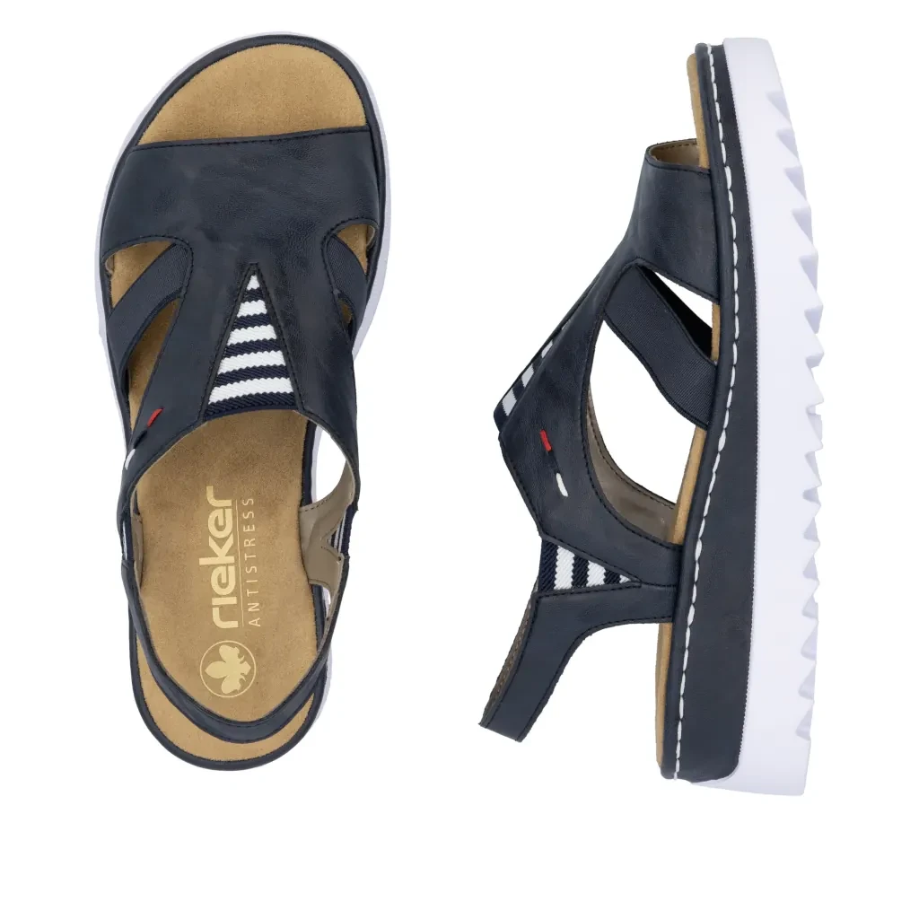 Rieker V44Y5-14  Ladies Navy Platform Slingback Sandal - Image 3