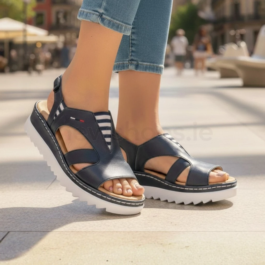 Rieker V44Y5-14  Ladies Navy Platform Slingback Sandal